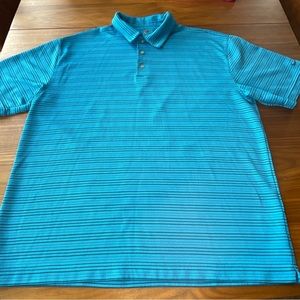 Nike Golf Dri-Fit Blue White Knit Logo Short Sleeve Men’s Polo Shirt Large